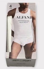 Alfani Men's 4-Pk Regular-Fit Ribbed White Tank Undershirts Size S
