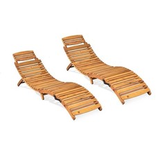Christopher Knight Home Lahaina Wood Outdoor Chaise Lounge Set, 2-Pcs Set, Na...