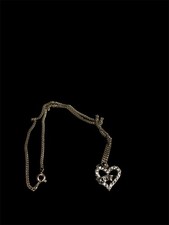 925 Silver Cubic Zirconia Rhinestone Love Heart Pendant Necklace 16  Chain