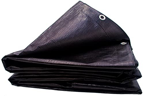 6 Ft. X 8 Ft. Heavy Duty 6 Oz. Black Poly Tarp 11-12 Mil Thick 