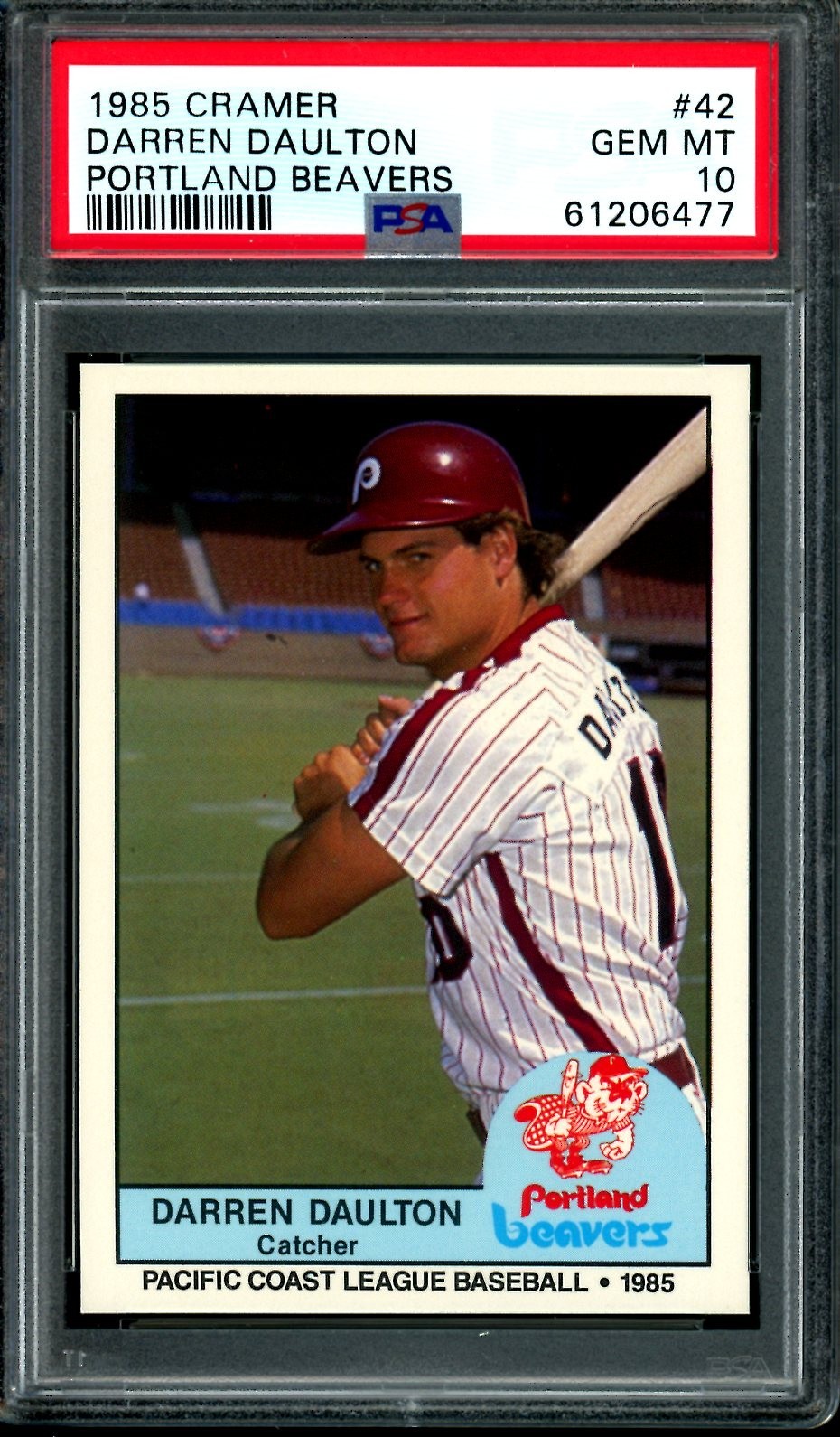 1985 CRAMER PORTLAND BEAVERS #42 DARREN DAULTON PSA 10 MINOR LEAGUE PHILLIES