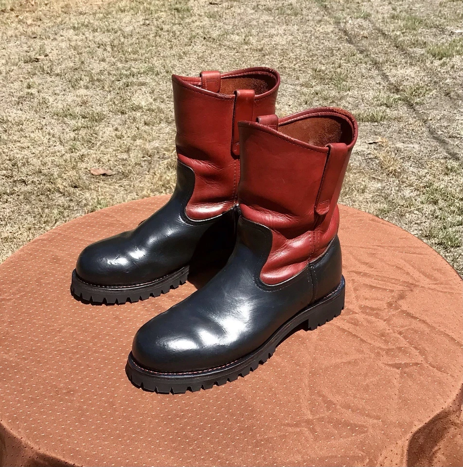Botas de Trabajo Red Wing Vintage Rojo/Negro Puntera de Acero Talla 8.5D Hechas en EE. UU. Personalizadas Foto 2 de 4