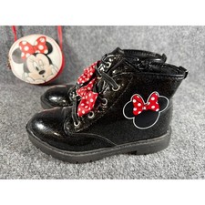 Disney Minnie Mouse Girls Black Glitter Boots and Purse Set Size 12 Kids