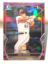 2023 BOWMAN CHROME PROSPECTS JASE BOWEN FUCHSIA LUNAR REFRACTOR 169/199 PIRATES