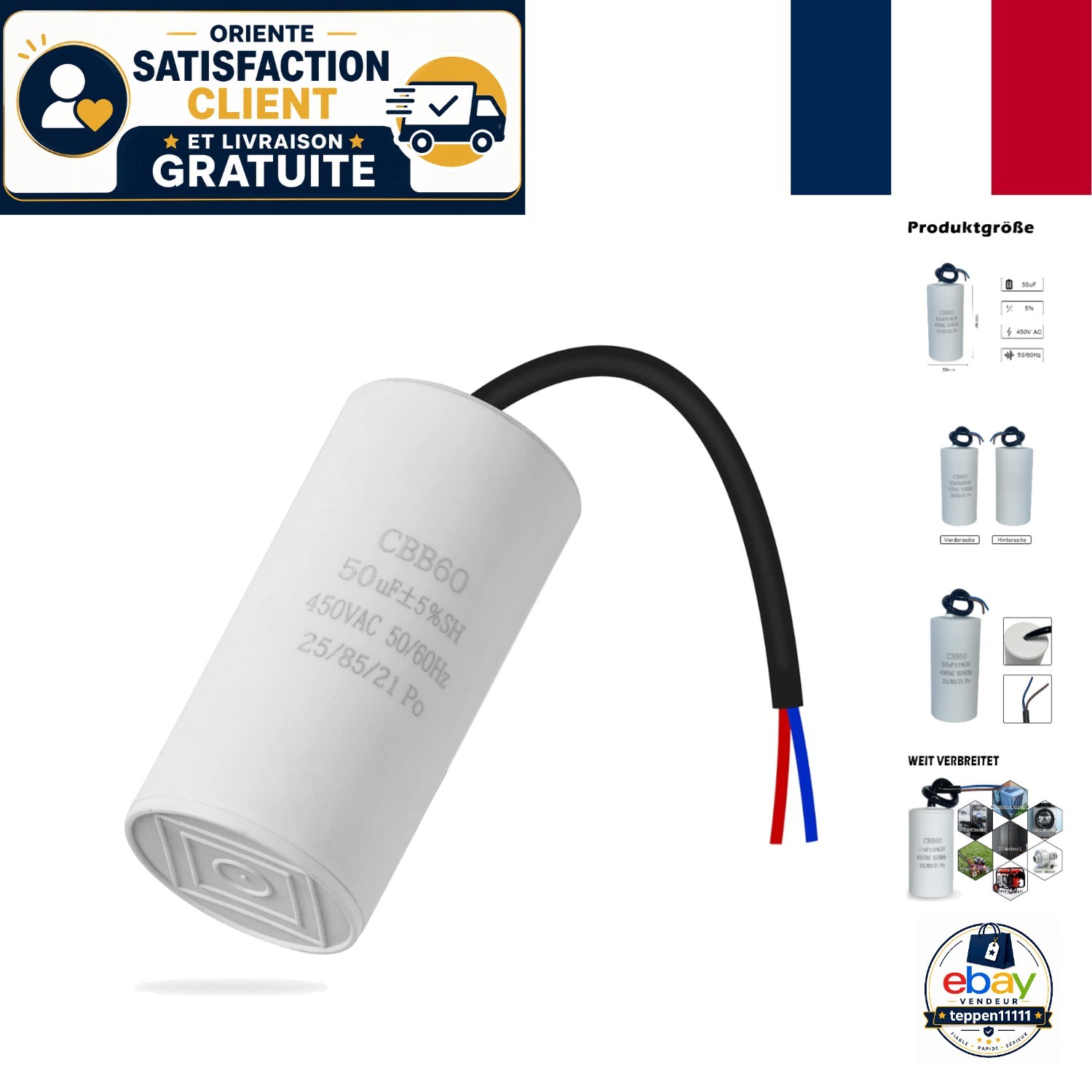 Condensateur 50µF 450V pour réparer la pompe de piscine
