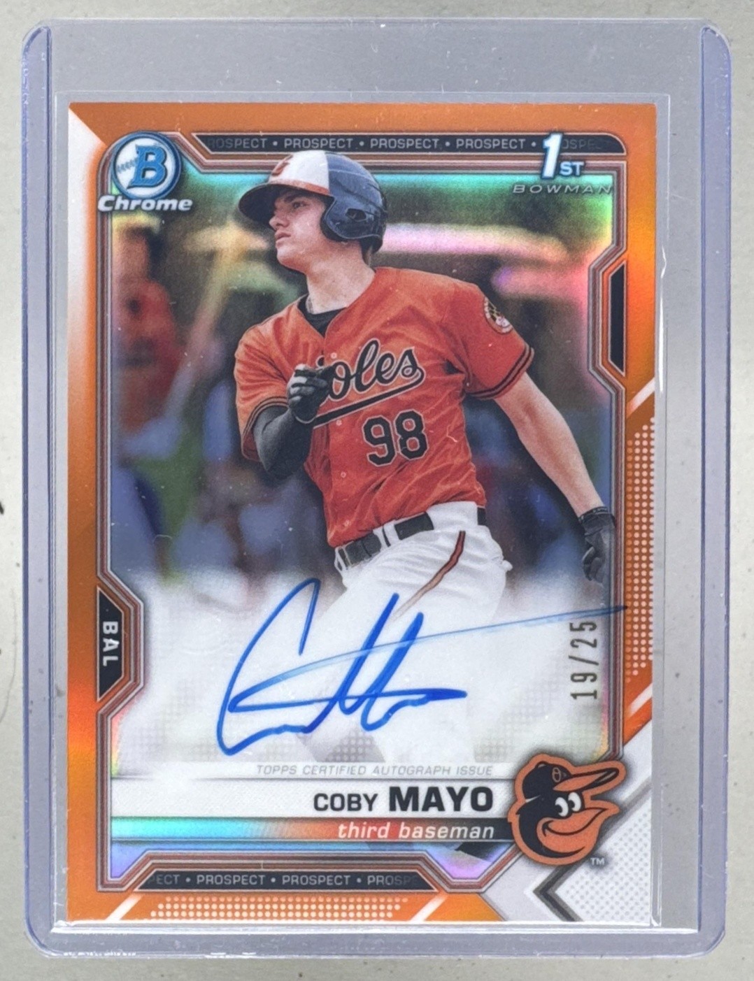 Coby Mayo 2021 Bowman Chrome #CPA-CMA Orange Refractor 1st RC Auto /25
