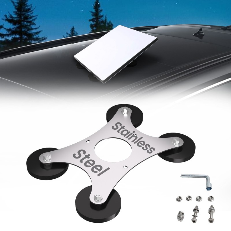 Starlink Mini Car Magnetic Mount - Stainless Steel Base with 4 Rubber-Coated Mag