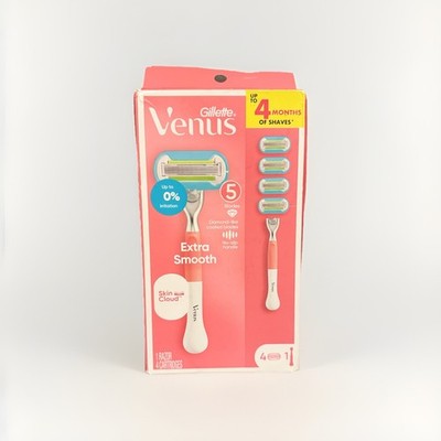 Venus Extra Smooth Value Pack Razor Handle + 4 Blade Refills New Sealed Pink Box