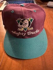 Vintage MIGHTY DUCKS OF ANAHEIM Snapback Hat cap CCM eggplant NHL 90s