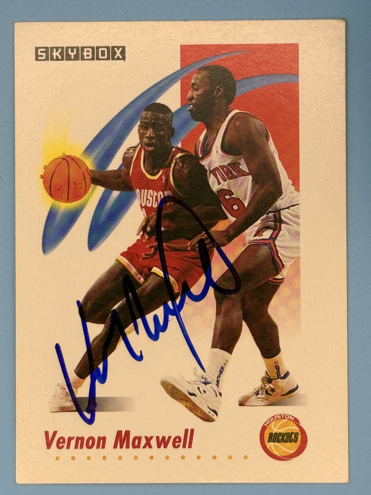 Vernon Maxwell Mad Max Hand Signed Houston Rockets 1991-92 Skybox NBA IP Auto