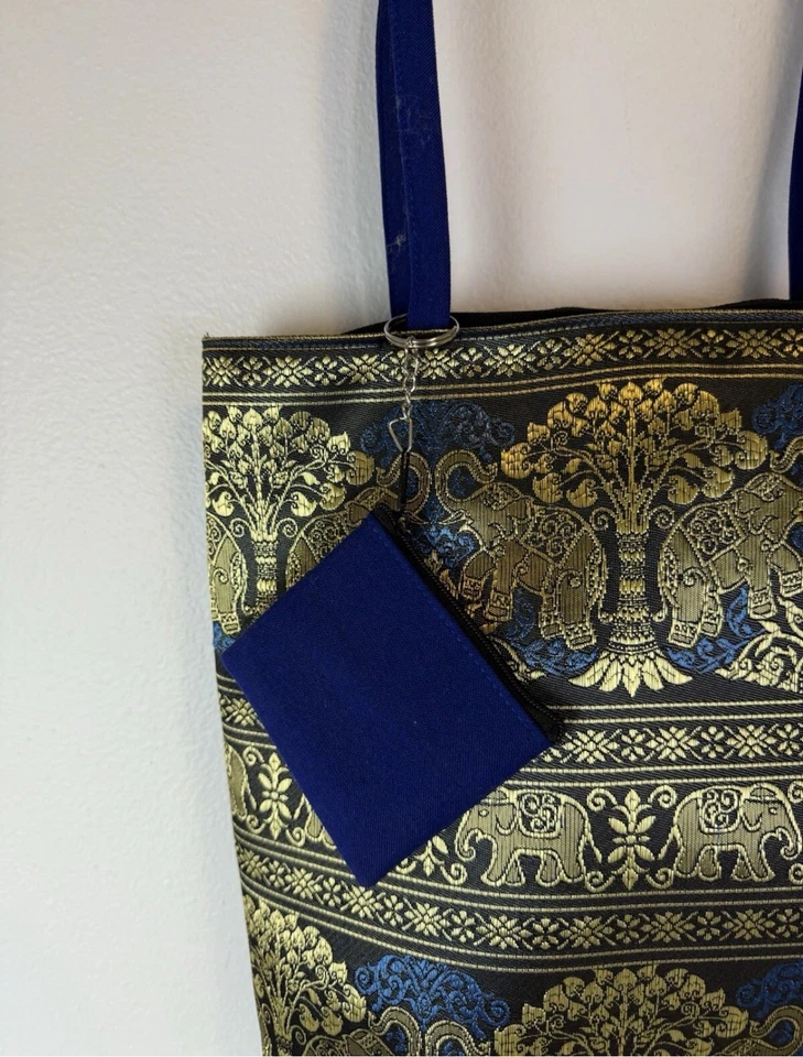 Bolso de Hombro para Mujer Hecho a Mano Ligero Elefante Compras Seda Bolso Cartera Foto 2 de 4