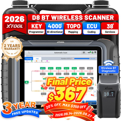 XTOOL D8 BT Wireless Car Full System Diagnostic Scanner Topology Map Key Program