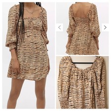 Faithfull The Brand Dress Sz Small Mini Animal Print Off Shoulder NWT $169