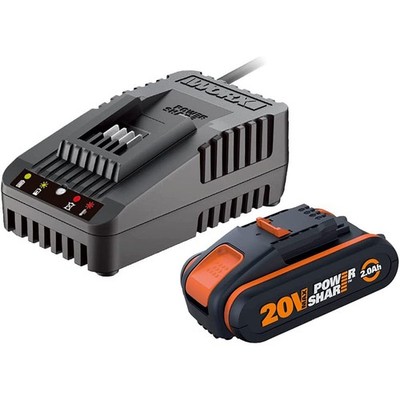 Worx PowerShare Akku Set 20 V / 2,0 Ah mit Ladegerät WA3601