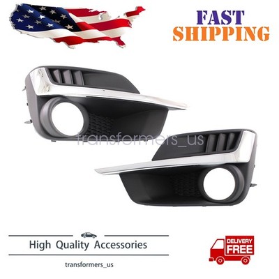 Fog Light Trim Set For 2015-2016 Subaru Impreza Left & Right Primed Plastic 2Pc