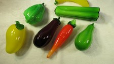 Vintage lot 7 Art Glass Fruit & Vegetables Murano Style Glass EXCELLENT