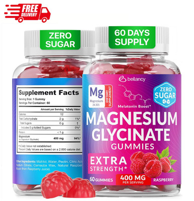 Magnesium Glycinate Gummies 400mg, Muscle Support and Relaxation, Magnesium Supp