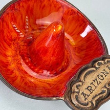 Vintage Treasure Craft Ceramic Ashtray 1970s Orange Made In USA Arizona Sombrero