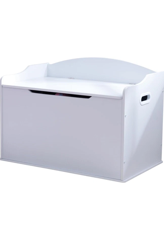 Caja/banco de juguetes de madera KidKraft Austin con tapa con bisagras de seguridad, blanco Foto 2 de 4