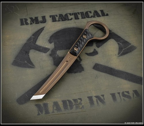 RMJ Tactical Knife Stabby Guy 3V Midnight Bronze Black G10 Kydex Sheath