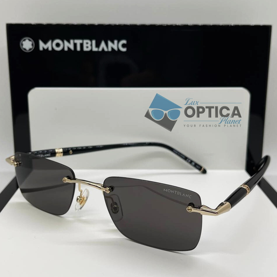 Mont Blanc MB 0344S-001 Gold Black Grey Rimless Unisex