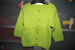 Vetement Bebe Fille Gilet Vert Grany Tricot Fait Main 18 24 Mois Ebay