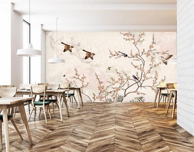 3D Sparrow Flower ZHUA1253 Wallpaper Wall Murals Removable Self-adhesive Ann 24