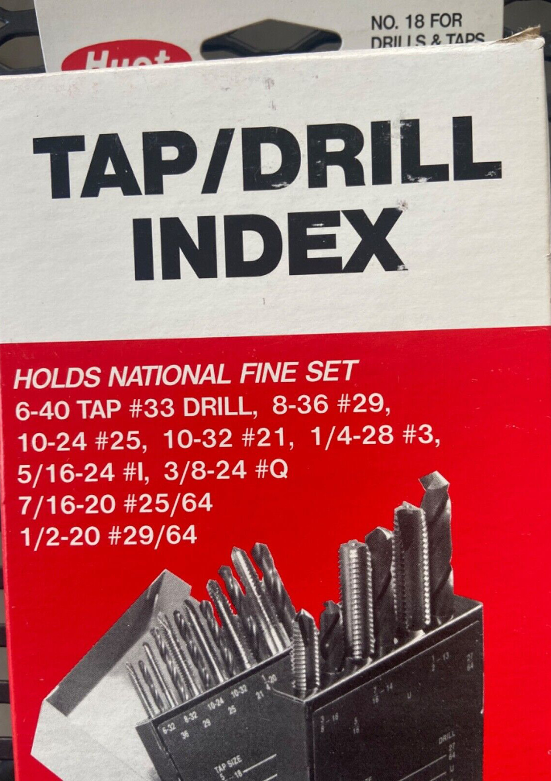 Huot 12650 INDEX Taps & Drills Case USA ( DOES NOT INCLUDE TOOLS)