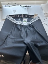 $40 Womens Size L Under Armour UA Printed Softbal Slider Shorts Black