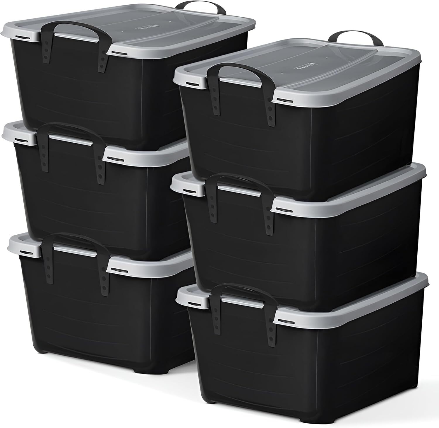 6PCS 55 Quart Stackable Heavy-Duty Plastic Storage Bins with Lids