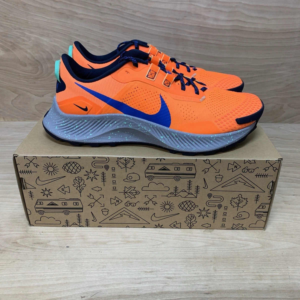 Nike Pegasus Trail 3 Size 11 Mens Total Orange Signal Blue Shoes