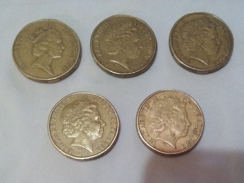 5 x australian 1 dollar commemorative coins - all in fair