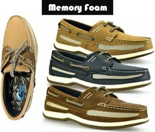 Mens Boat Deck Shoes Summer Boating Lightweight Lace Up Comfy Memory Foam NEW