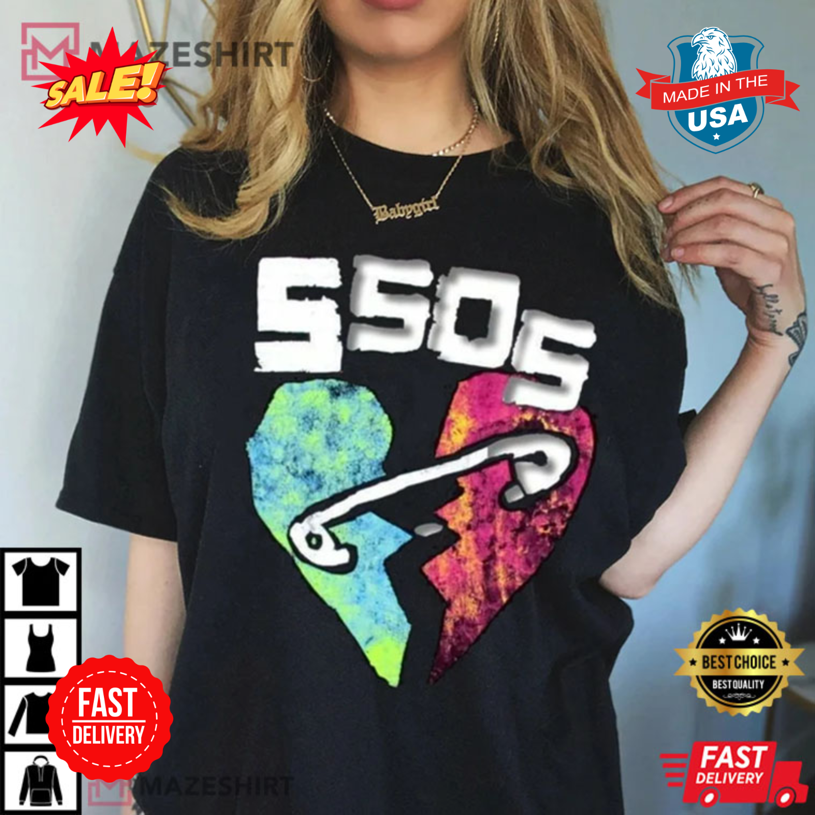 5 Seconds of Summer Broken Heart Band Music Fan TShirt