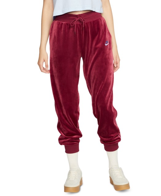 Nike Heritage Womens Velour Sweatpants Size Large Red Track Jogger for sale online | eBay