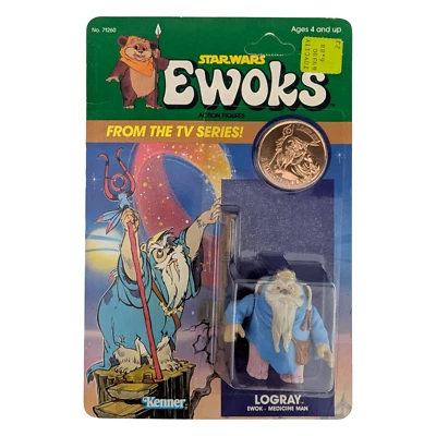 Star Wars Vintage 1985 Kenner Ewoks Logray Unpunched 6-Back MIM MOC clear bubble - Bild 1 von 4