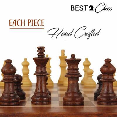 LEAP Wooden Chess Set 17 Inches - 2 Extra Queens - Folding Board, Handmade  Portable Travel Chess Board Game Sets with Game Pieces Storage Slots - All