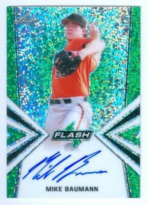 MIKE BAUMANN ''GREEN FLASHBACK AUTOGRAPH CARD #1/20'' LEAF FLASH BASEBALL 2020