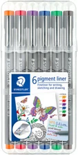 Staedtler 0.3mm Pigment Liner 6 Color Pen Set Fineliner for Writing Sketching