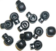 LARGE BLACK BALL CORD LOCK SPRING TOGGLES, H-24MM, W-17MM, CHOOSE QUANTITY