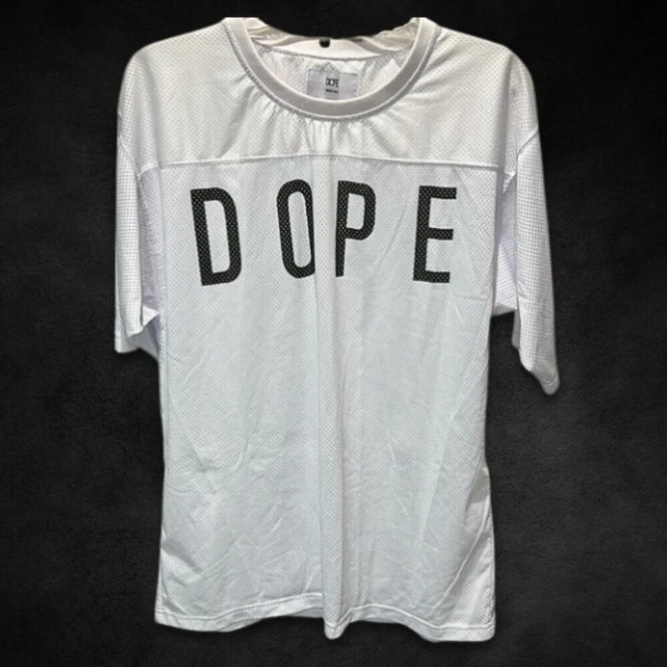 DOPE Jersey Lightweight Mesh Fabric Relaxed Fit Crew Neckline White/Black M XL - Image 2 of 4