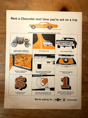 Original 1966 Chevrolet AD: Rent a Chevrolet next time you're out on a trip....