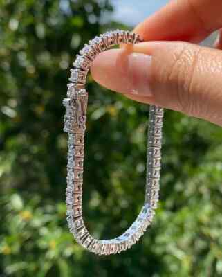 Wedding Round Cut GH/SI Natural Diamond Men's Tennis Bracelet 14k White Gold