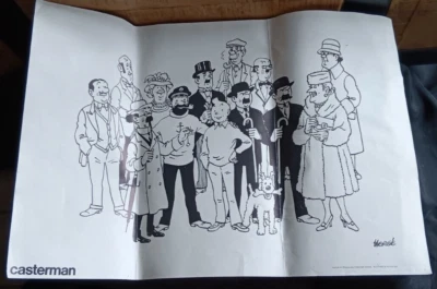 Hergé & Casterman - Ancienne affiche Tintin et ses amis ( 54 cm x 38 cm) - Photo 1/4