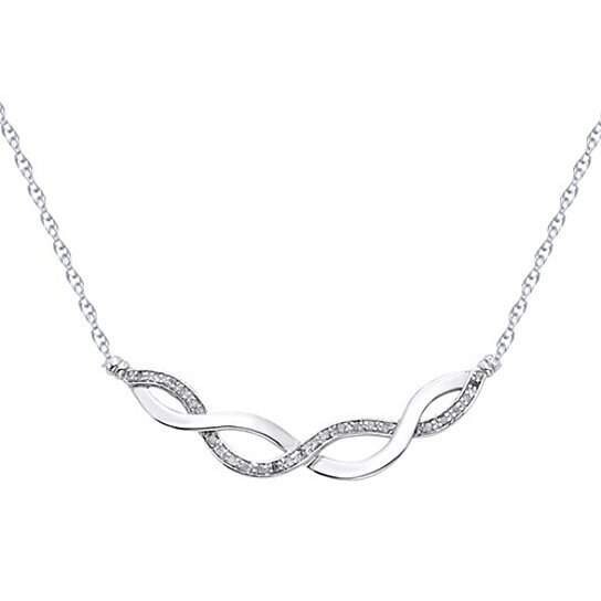 0.10Ct Round Cut Diamond Infinity Pendant Necklace 14K White Gold Plated Silver