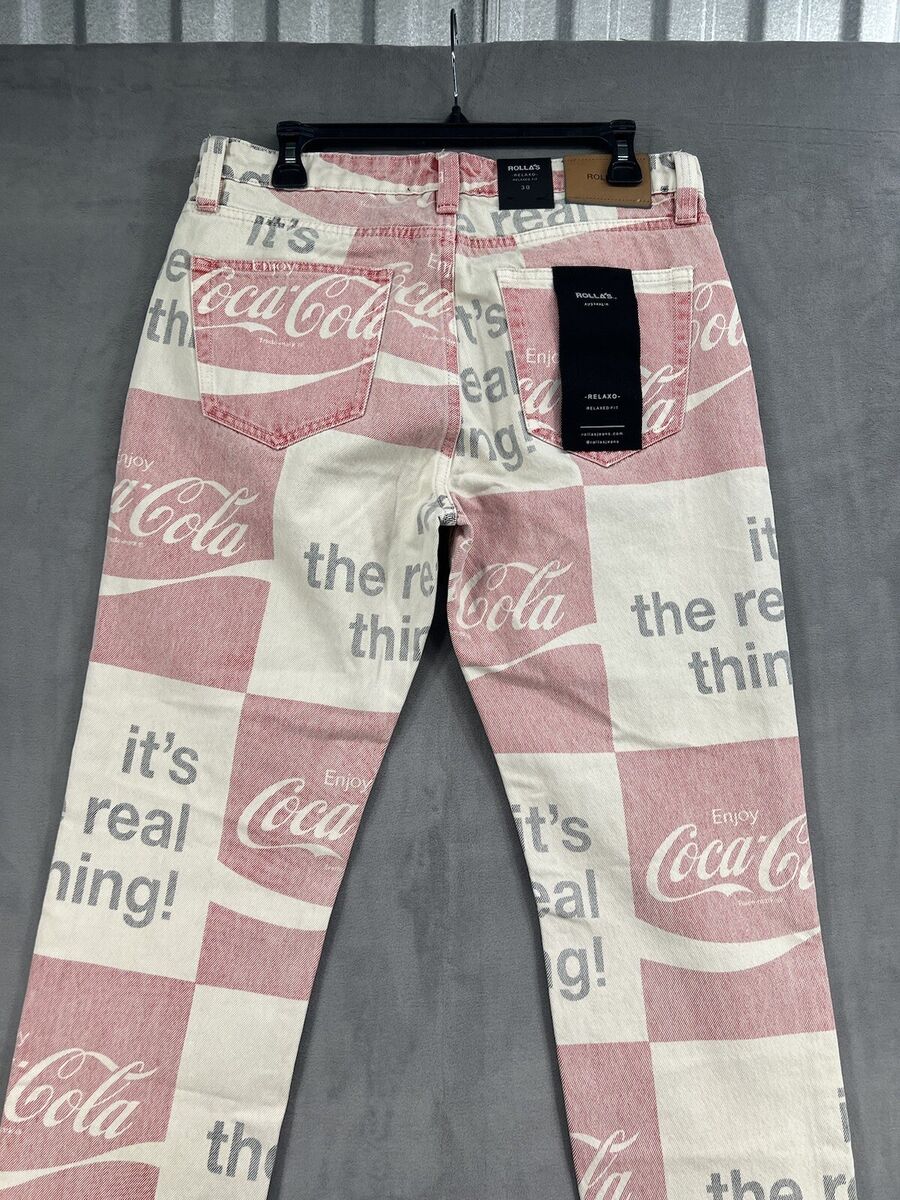 Free People Rollas Relaxo Chop Coca Cola Printed Jeans Size 30 Straight  Jeans