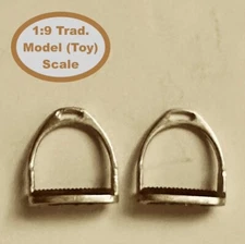 HORSING AROUND Traditional 1:9 ENGLISH STIRRUPS WITH BLACK DIAMOND TREADS Silver