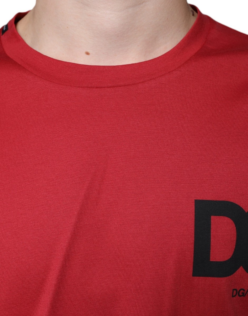 DOLCE & GABBANA T-shirt Red Cotton DG Logo Print Crew Neck DOLCE & GABBANA T-shirt Red Cotton DG Logo Print Crew Neck