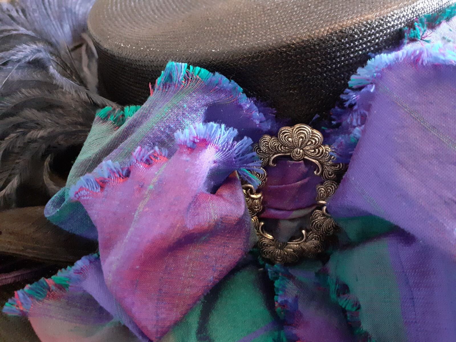 The Hat Shop Covent Garden large brimmed hat with long feather trim eBay