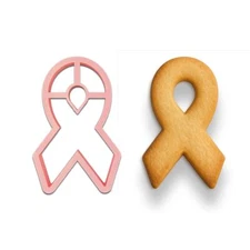 Pink Awareness Ribbon Cookie Cutter - 4.5x2.75 Inches